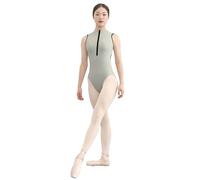 JUODVMP Maillot de ballet para mujer con cuello de tortuga y cremallera en el cuello para gimnasia,8D-C27-cyan clair,M