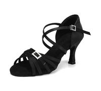 JUODVMP Salón de Baile para Mujer Zapatos de Baile Latino Salsa Tango Baile Fiesta Social Práctica de Baile Talón de 7cm Negro,42 EU