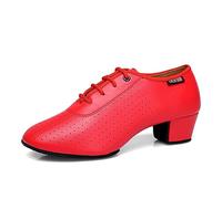 JUODVMP Zapatos Baile Latino Hombre de los de Cuero Lace up estándar Tango latín Jazz Moderno Performance Danza Zapatos Rojo Modelo JGL2201,30 EU