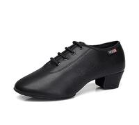 JUODVMP Zapatos Baile Latino Hombre de los de Cuero Lace up estándar Tango latín Jazz Moderno Performance Danza Zapatos Negro Modelo JGL2201,46 EU