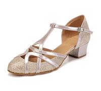 JUODVMP Zapatos De Baile De Salsa Latina para Mujer Zapatos De Baile De Salón De Fiesta De Boda De Tango Moderno con Punta Cerrada 4 cm Entero Modelo 070-C,39 EU