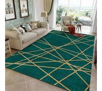 juofbwas Alfombra Suave de Pelo Corto para Salón 200 x 290 cm,Lavable y Antideslizante,Grande,para Dormitorio,Comedor y Oficina Patchwork Geométrico Moderno Verde