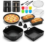 JUOIFIP Cosori Turbo Tower Pro - Freidora de aire caliente (2 cámaras, 10,8 L, 6,5 L, 4,3 L), 2 piezas de silicona para airfryer accesorios/bandeja para pizza, molde de pan, para Cosori Turbo Tower