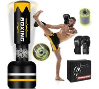 JUOIFIP Saco de Boxeo Adulto 2 en 1 para 180 cm, autoinflable con Guantes de Boxeo y Bomba de Aire integrada para Entrenamiento, Artes Marciales Mixtas, Muay Thai, Fitness, Principiantes
