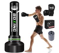 JUOIFIP Saco de Boxeo de pie 2 en 1 para Adultos 180 cm, autoinflable con Guantes de Boxeo y Bomba de Aire integrada para Entrenamiento, Artes Marciales Mixtas, Muay Thai, Fitness, Principiantes