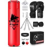 JUOIFIP Saco de Boxeo para Colgar,120cm Sin Rellenar Saco Boxeo con Una Gama Completa de Accesorios, Microfibra de Cuero Bolsa Pesada para La Formación de Kickboxing Fitness MMA Grappling Muay Thai