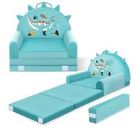 JUOIFIP Sofá Infantil Dinosaurio, 2 en 1 Silla Plegable para niños, 150cm Suave sofá de Terciopelo de Cristal para los niños pequeños para el Dormitorio, Sala de Estar