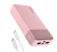 JUOVI Banco de energía portátil J2621, batería de 20000 mAh, Carga rápida de 45 W, Compatible con Switch, MacBook, Tablet, DELL, HP, portátil, Samsung, iPhone 16 15 14 13, Steam Deck y más (Rosa)