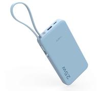 JUOVI Batería Externa Carga Rápida 25W 10000mAh Power Bank con Cable USB-C Integrado y Pantalla LED, Cargador Portátil para iPhone 17 16 15 14 Samsung S24 S23 iPad Tablets (Azul)