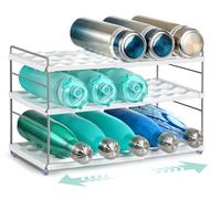 JUPELI Organizador de botellas de agua para armario, expandible, altura ajustable, estante de almacenamiento de botellas de 3 niveles para botella deportiva, vaso aislado, nevera