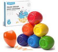 JUPITEARTH Crayones con Forma de Huevo de 6 Colores para Niños Pequeños de 1-3 Años, Agarre Palmar No Tóxicos Lavables Crayones Jumbo para Niños, Fat Brain Toys para Material de Arte Preescolar y