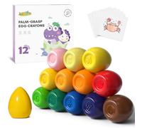 JUPITEARTH Crayones de huevo de 12 colores para niños pequeños de 1 a 3 años, no tóxicos, lavables, crayones jumbo para niños, juguetes de cerebro gordo para suministros de arte preescolar y regalos