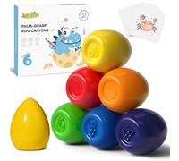JUPITEARTH Lápices de huevo de 6 colores para niños pequeños de 1 a 3 años, no tóxicos, lavables, crayones jumbo para niños, juguetes de cerebro gordo para suministros de arte preescolar y regalos