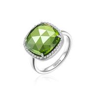 Jupiter Anillo de piedras preciosas para mujer, anillo de piedra natal de 12 mm, joyería para el día de San Valentín, día de la madre, joyería de cumpleaños, 10, Piedra preciosa, Peridoto sintético