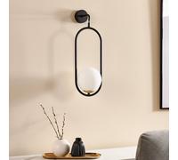 Jupiter Aplique de pared Samba, cristal opalino/negro, 1 luz