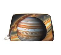 Jupiter - Bolsa de maquillaje grande portátil de piel sintética, cierre de cremallera, bolsa de viaje, bolsa de almacenamiento de viaje, color blanco, talla única, White, Talla única