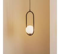 Jupiter Lámpara colgante Samba, cristal opalino/negro, 1 luz