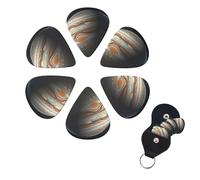 Jupiter - Púas de guitarra horizontal, paquete de 6 púas de celuloide de diferentes grosores con soporte para púas de guitarra, púa de guitarra personalizada para guitarra acústica, guitarra