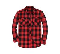 JupiterSecret Camisa de franela para hombre, manga larga, camisa a cuadros de corte regular con cuello con botones y bolsillo en el pecho, XXL