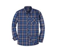JupiterSecret Camisa de franela para hombre, manga larga, camisa a cuadros de corte regular con cuello con botones y bolsillo en el pecho, azul/gris, XL
