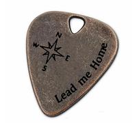 JUPPE Regalos de cumpleaños para novio o novia, púa de guitarra y bajo de bronce y cobre con funda de cuero, regalos musicales para él o ella (Lead me home)