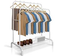 JUPPLIES Burro Ropa Resistente - Perchero Burro Doble con Soporte (Blanco, Sin Ruedas)