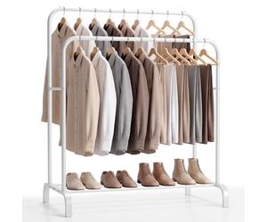 JUPPLIES Burro Ropa Resistente - Perchero Burro Doble con Soporte (Blanco, Sin Ruedas)