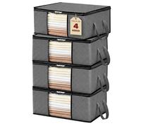 JUPPLIES Cajas Almacenaje Ropa 35L - 35,5x50x18,5cm - Bolsas Almacenaje de Ropa con Ventana Transparente, Cremallera Bidireccional Mejorada y Asas Reforzadas - Organizadores de Armario (Pack 4)