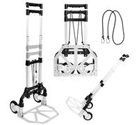 JUPPLIES Carretilla Plegable de Mano Portátil de Aluminio + Cuerda - MAX 75 Kg - 100x40cm Carro de Carga con Ruedas - Carrito de Transporte Compacto para Hogar, Oficina y Viajes.