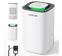 JUPPLIES Deshumidificador Eléctrico Silencioso 0,8L | Tecnología Peltier 23W, 300ml/día, Apagado Automático, Indicador LED, Compacto para Baño y Habitación hasta 15m²
