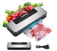 JUPPLIES Envasadora al Vacio Domestica - Selladora de Alimentos Profesional con Potente Succión 80 Kpa y 5 Modos - Máquina de Conservación de Alimentos Frescos (Envasadora)