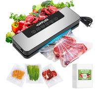 JUPPLIES Envasadora al Vacio Domestica - Selladora de Alimentos Profesional con Potente Succión 80 Kpa y 5 Modos - Máquina de Conservación de Alimentos Frescos (Envasadora + 50 Bolsas)