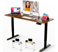 JUPPLIES Escritorio Elevable Eléctrico 140x60 cm - Mesa Regulable 70-117 cm con Panel LCD 6 Botones y 2 Memorias, Motor Silencioso 50 dB, Carga 80 kg, Tablero Marrón Rústico + Estructura Negra