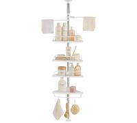 JUPPLIES Estanteria Telescopica de Baño de Altura Ajustable 100-320cm | Esquinero Baño Ducha de Plástico y Metal sin Taladro - Organizador de Bañera, Lavabo con 4 Baldas