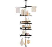 JUPPLIES Estanteria Telescopica de Baño de Altura Ajustable 100-320cm | Esquinero Baño Ducha de Plástico y Metal sin Taladro - Organizador de Bañera, Lavabo con 4 Baldas