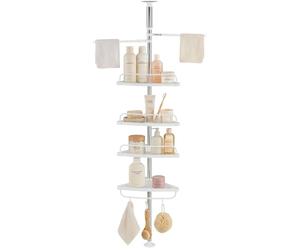 JUPPLIES Estanteria Telescopica de Baño de Altura Ajustable 100-320cm | Esquinero Baño Ducha de Plástico y Metal sin Taladro - Organizador de Bañera, Lavabo con 4 Baldas