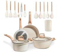 JUPPLIES Juego de Cocina Antiadherentes de 18 Piezas - Sartenes de 20 y 24cm Antiadherentes y Ollas Cocina de 16 y 20cm - Bateria de Cocina + 12 Utensilios - Libre de PFOA