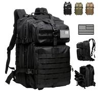 JUPPLIES Mochila Tactica Militar 45L Oxford 600D con Sistema Molle - Mochila Senderismo para Emergencias de 3 Dias para Caza y Acampadas - Impermeable, Moto, Crossfit, Gym y Viajes (Negro)