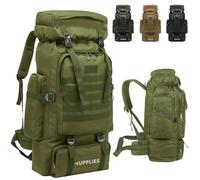 JUPPLIES Mochila Tactica Militar 80L - Oxford 600D Impermeable IPX5 con Sistema MOLLE, Cremalleras Reforzadas y Gran Capacidad para Senderismo, Camping, Crossfit, Gimnasio - Verde