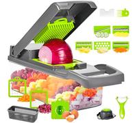 JUPPLIES Multifuncional Cortador de Verdura Mandolina de Cocina Profesional 16 en 1 - Picadora de Verduras con Cuchillas Intercambiables, Rallador Profesional, Separador de Huevos y Pelador