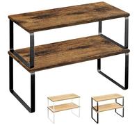 JUPPLIES - Pack 2 Organizador Cocina Estante para Especias - Organizador Armario Cocina Multiusos - Estanteria Cocina de Almacenamiento Apilable con Diseño de Bambu y Metal 19.5x29.7x15.8 cm