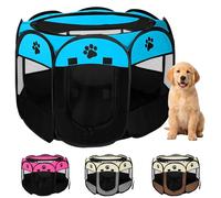 JUPPLIES Parque para Perros Plegable 73x73x43 cm - Corralito Portátil de Tela Oxford Impermeable para Mascotas Pequeñas - Ideal para Viajes, Juegos o Descanso en Casa y Exterior - Azul