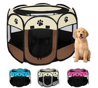 JUPPLIES Parque para Perros Plegable 73x73x43 cm - Corralito Portátil de Tela Oxford Impermeable para Mascotas Pequeñas - Ideal para Viajes, Juegos o Descanso en Casa y Exterior - Marrón