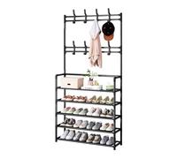JUPPLIES - Perchero de Pie con Zapatero para Entrada Recibidor, Salón, Habitación - Perchero Zapatero con 5 Estanterias para Zapatos y Perchas de Pie - Perchero Moderno para Almacenamiento 172x60x27cm
