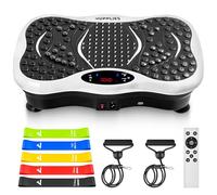 JUPPLIES Plataforma Vibración Muscular con 5 Modos y 5 Bandas Elásticas de Resistencia - Máquina de Ejercicio con Bluetooth y Mando a Distancia para Adelgazar, Tonificar y Mejorar la Circulación