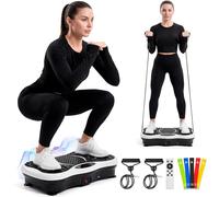 JUPPLIES Plataforma Vibratoria 200W - 5 Modos, 99 Velocidades, Bluetooth, Mando y 5 Bandas Elásticas - Plataforma Vibración Muscular para Adelgazar, Tonificar y Drenaje Linfático, Soporta 150 kg