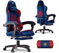 JUPPLIES Silla Gaming FC Barcelona Oficial - Silla Gamer Ergonómica Reclinable 135º, Cojín Memory Foam, Reposapiés Retráctil y Altura Ajustable para PC, Consola y Escritorio Juvenil (sin masajeador)