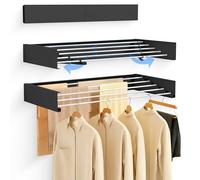 JUPPLIES Tendedero Pared Plegable Retractil 80cm - Tendederos Plegables de Pared para Interior o Exterior - Ahorra de Espacio con Diseño Compacto de 30 kg de Capacidad - (80cm, Negro)