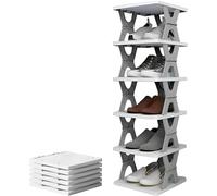 JUPPLIES Zapatero Estrecho y Alto Plegable con Estanterías Ajustables - Zapatero Vertical 4 Niveles para Entrada o Habitación - Organizador de Zapatos Portátil, Modular y Apilable