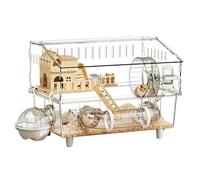 jupsjuice Jaula grande para hámsters | Estructura de 2 niveles transparente para hámsters - Jaula para hámster de grandes dimensiones, para observación de animales, hábitat para cobayas, animales